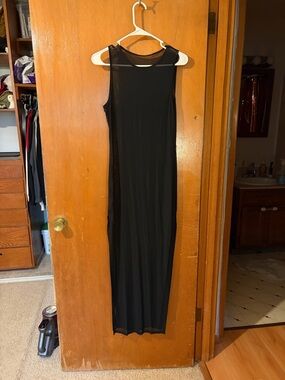 Black Sleeveless Mesh Maxi Dress